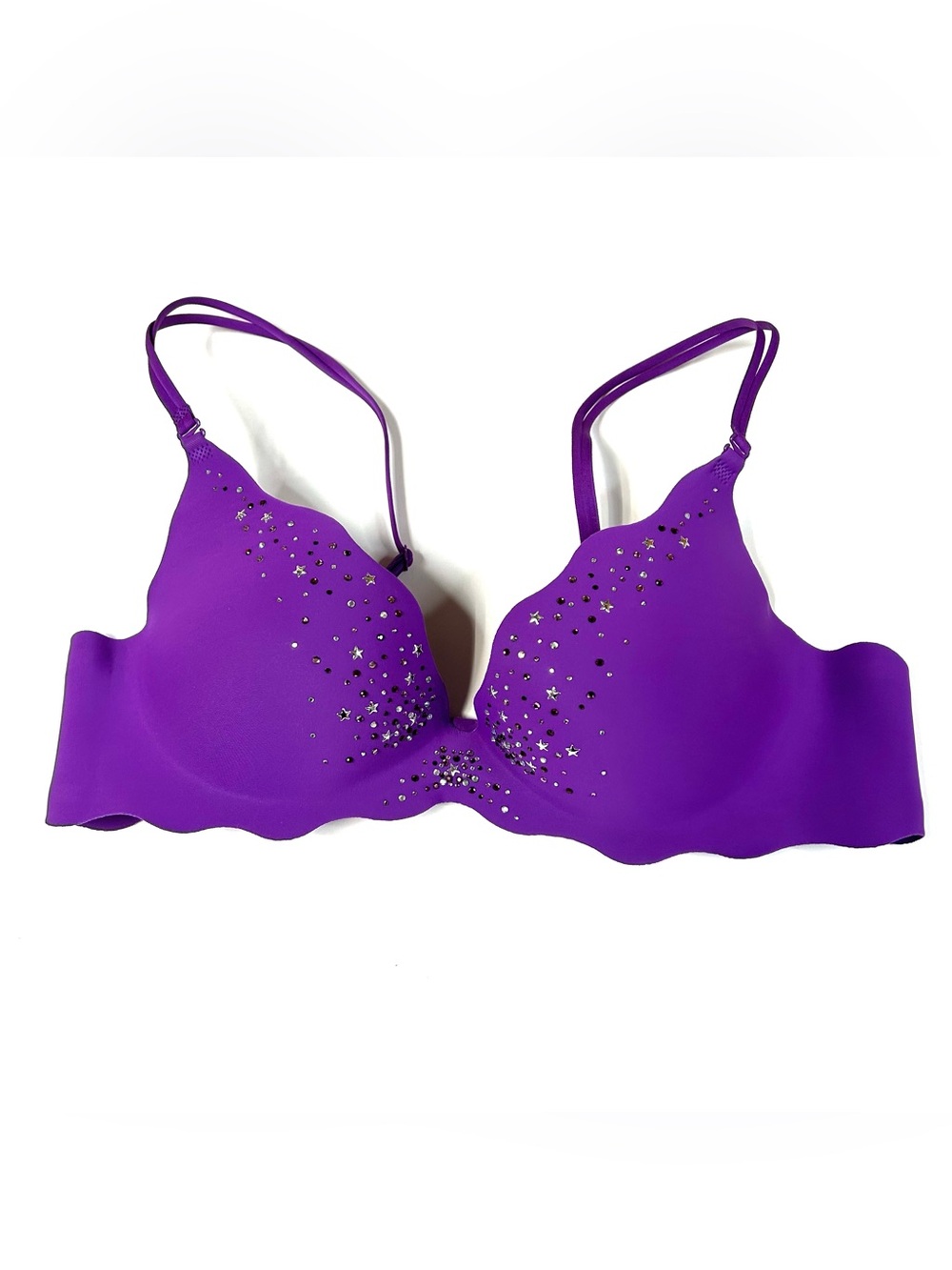 Victorias Secret 36B Pushup Bra Let Me Sparkle Purple Bling Bedazzled #2627